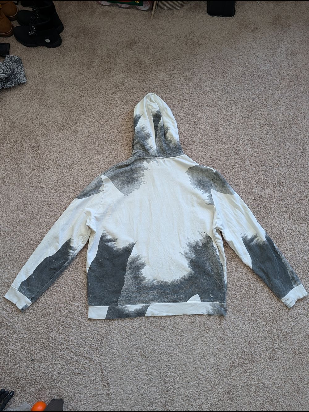 AllSaints Mens White Gray Santana Abstract Cotton Hoodie Size XXL - Picture 6 of 11